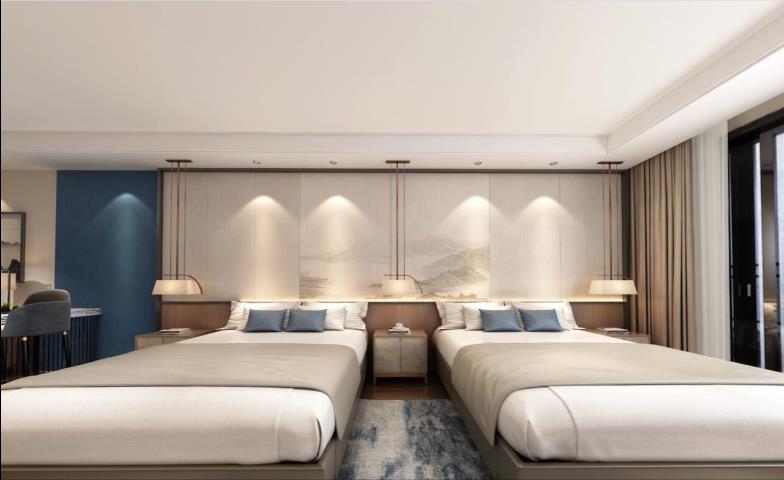 贵州中式酒店双人床客房LSZ5018-绿松子装饰